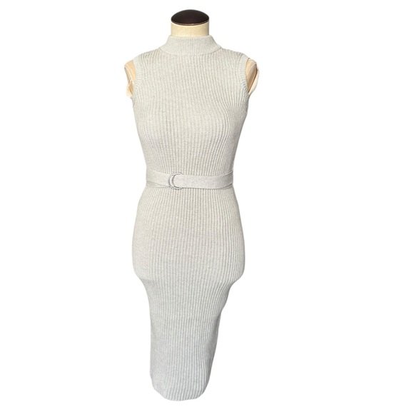 All Saints East Knit Midi Dress in Stone Tan Small - Picture 3 of 10